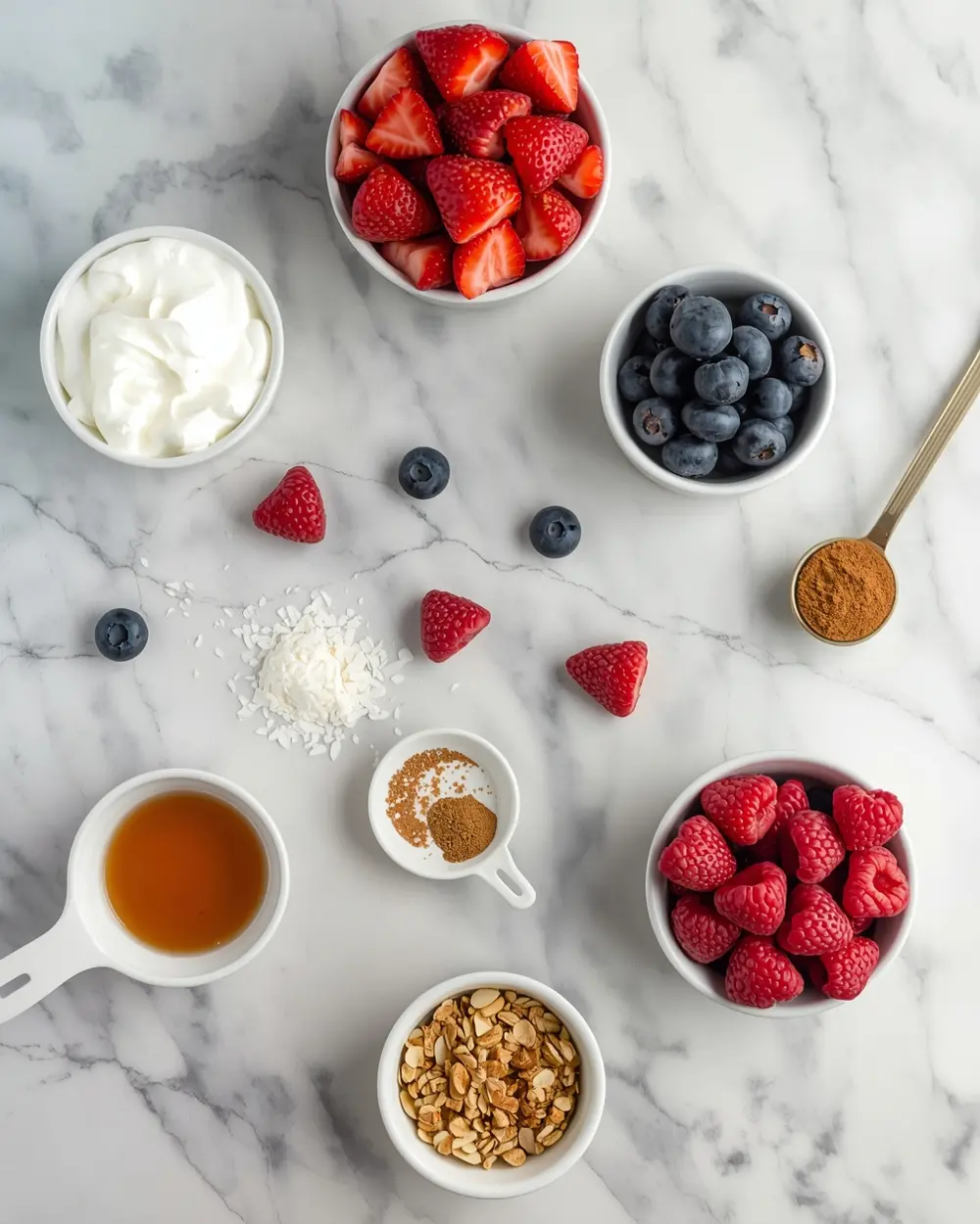 Ingredients for patriotic yogurt parfaits cozy