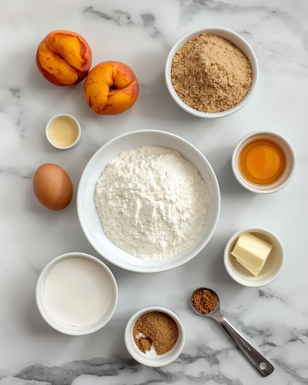Ingredients for peach cobbler cozy homemade