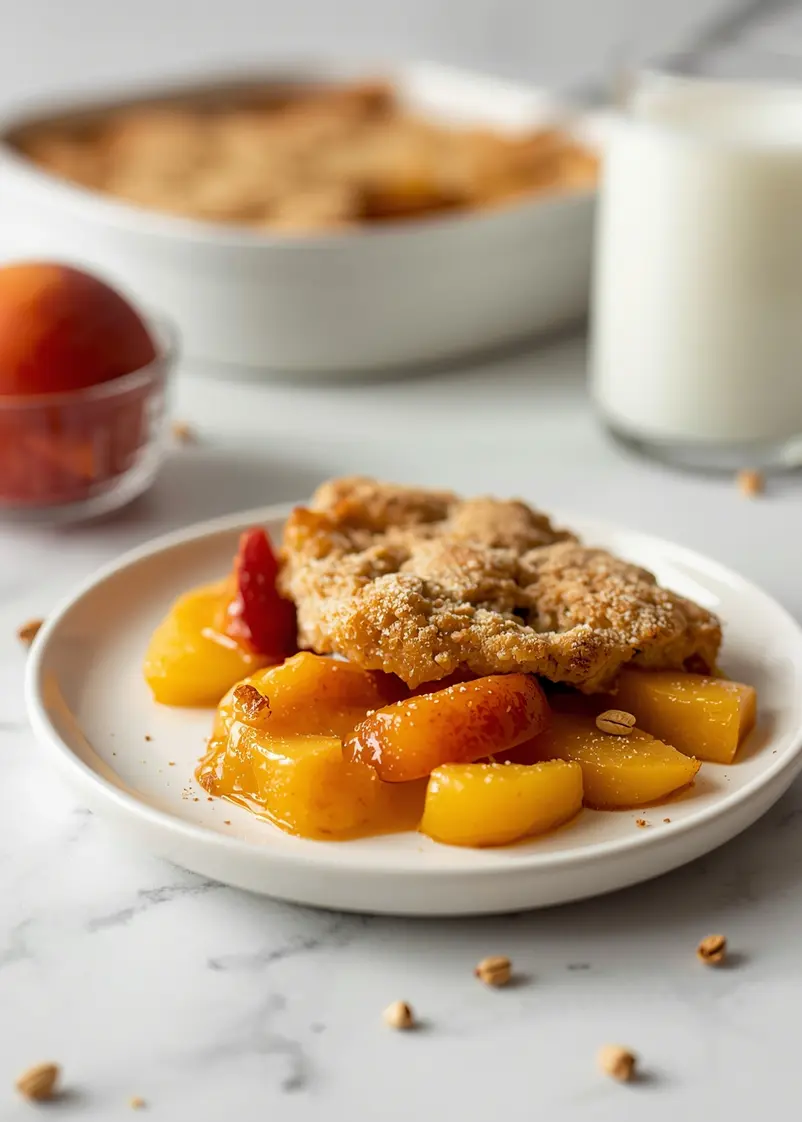 peach plum cobbler cozy ready to serve