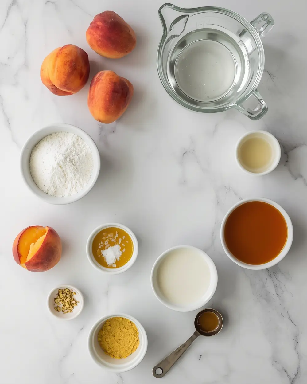 Ingredients for peach sorbet cozy homemade