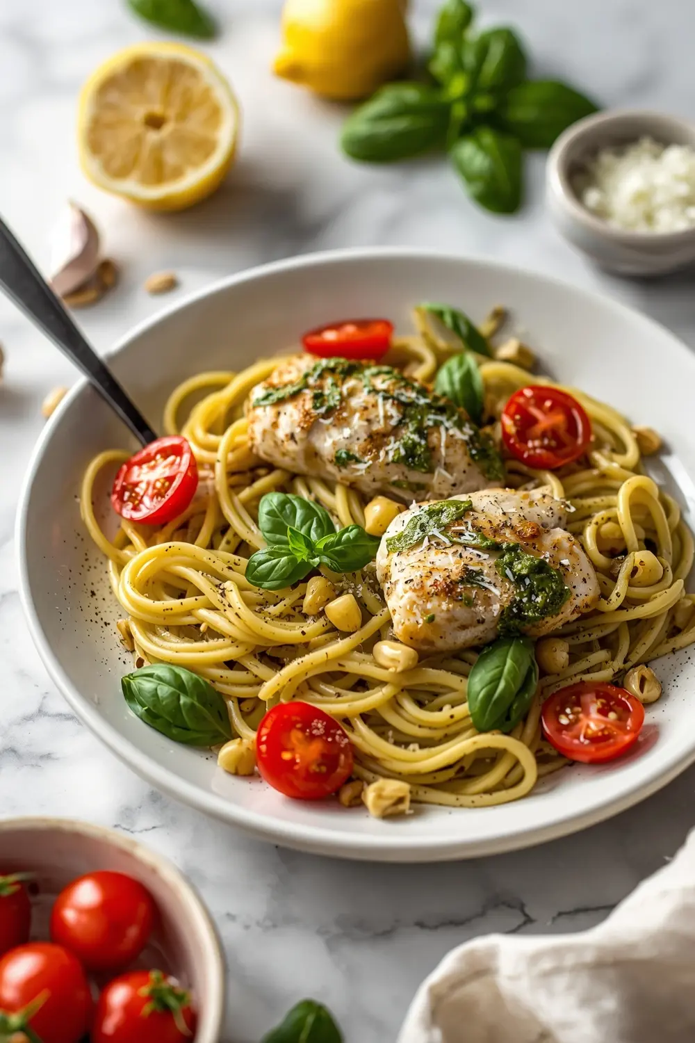 pesto chicken pasta cozy