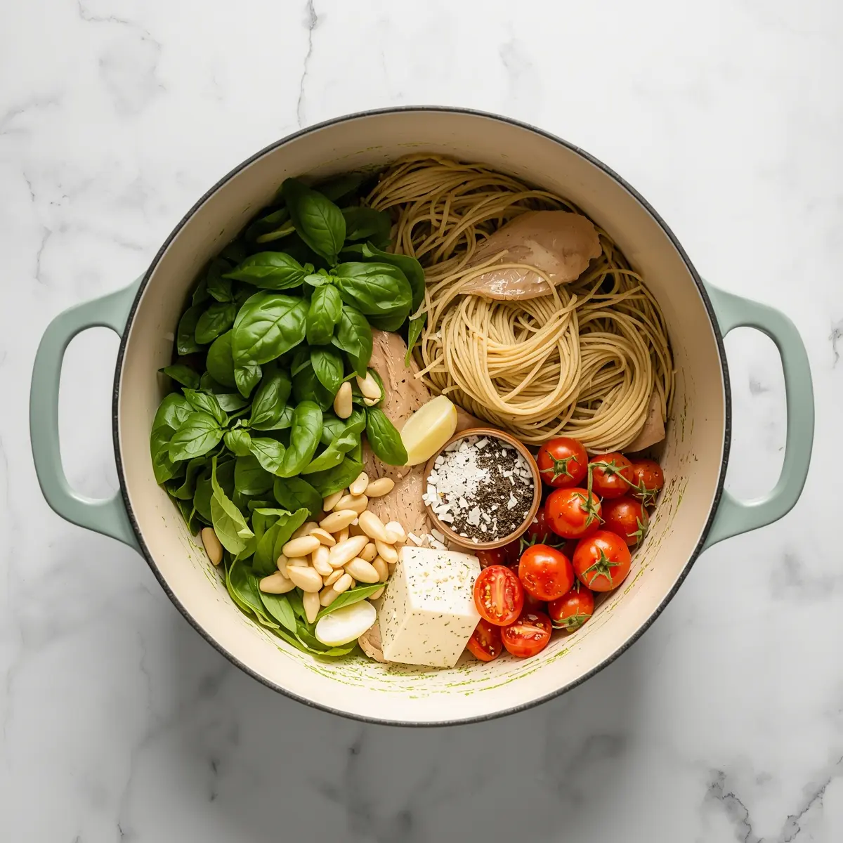 Cooking instructions for pesto chicken pasta cozy recipe