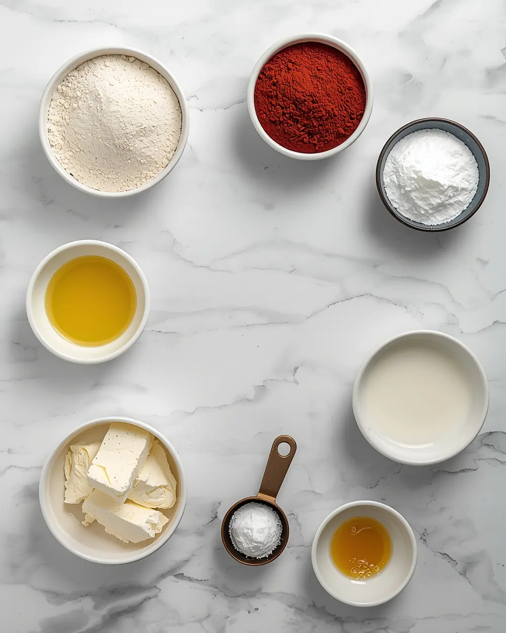 Ingredients for red velvet cupcakes cozy