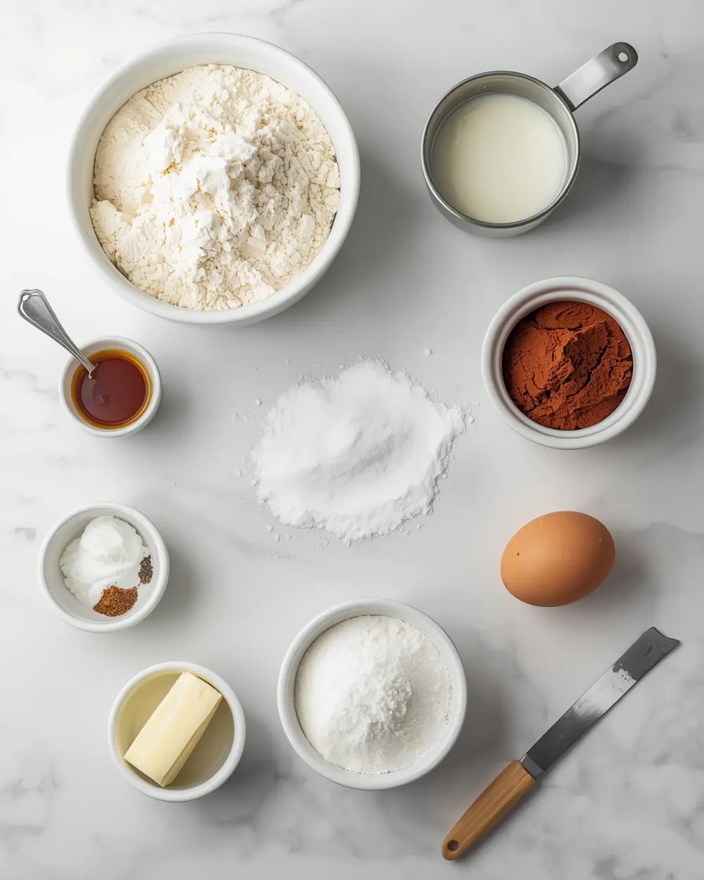 Ingredients for red velvet cupcakes cozy