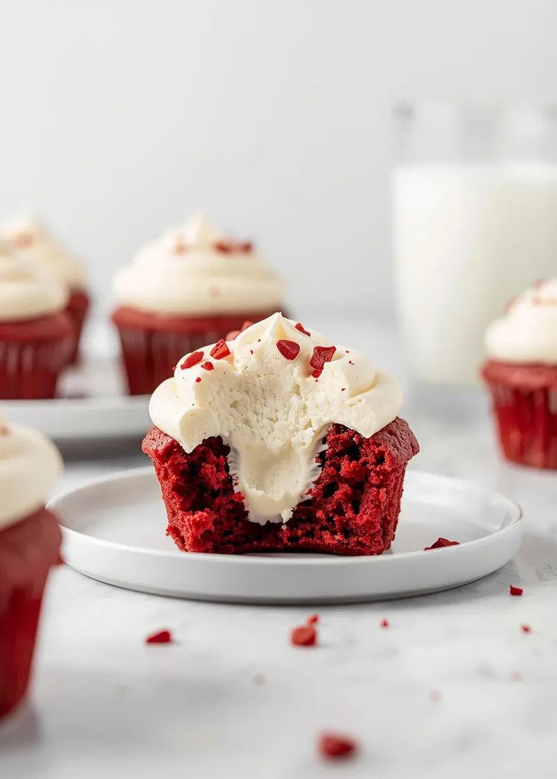 red velvet cupcakes cozy ready to serve