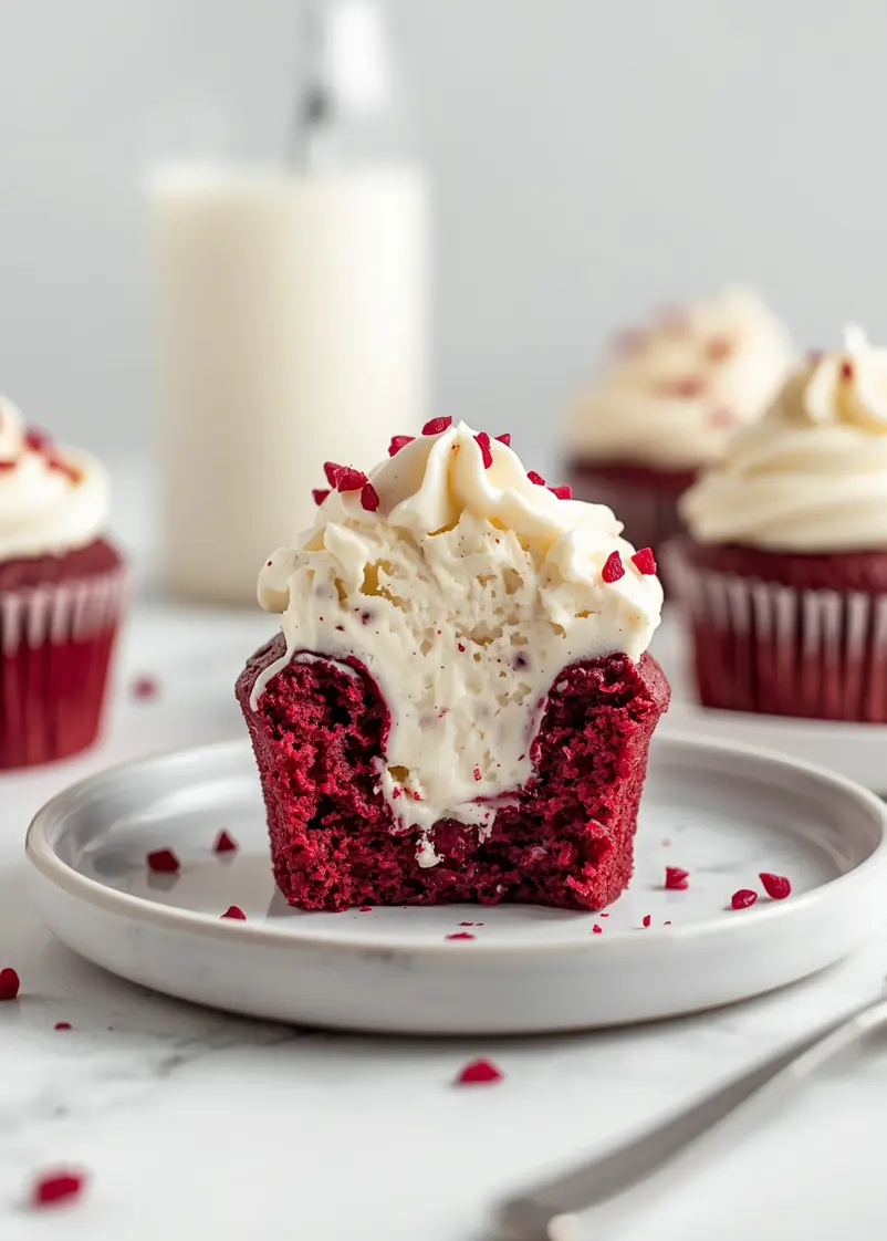 red velvet cupcakes cozy ready to serve