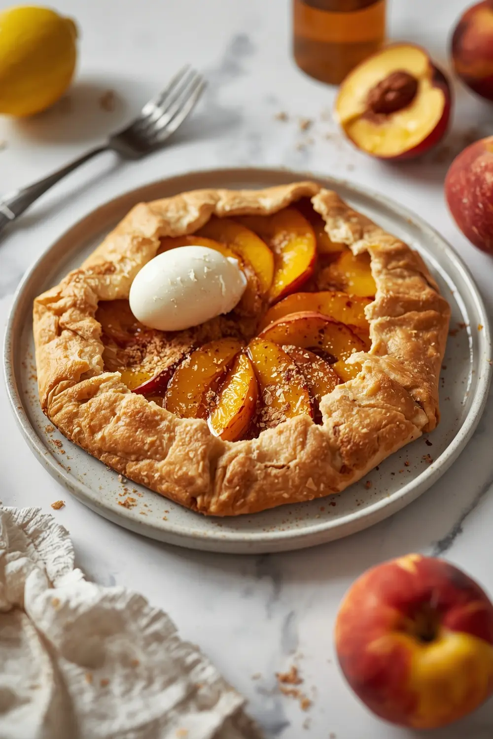 rustic peach galette cozy