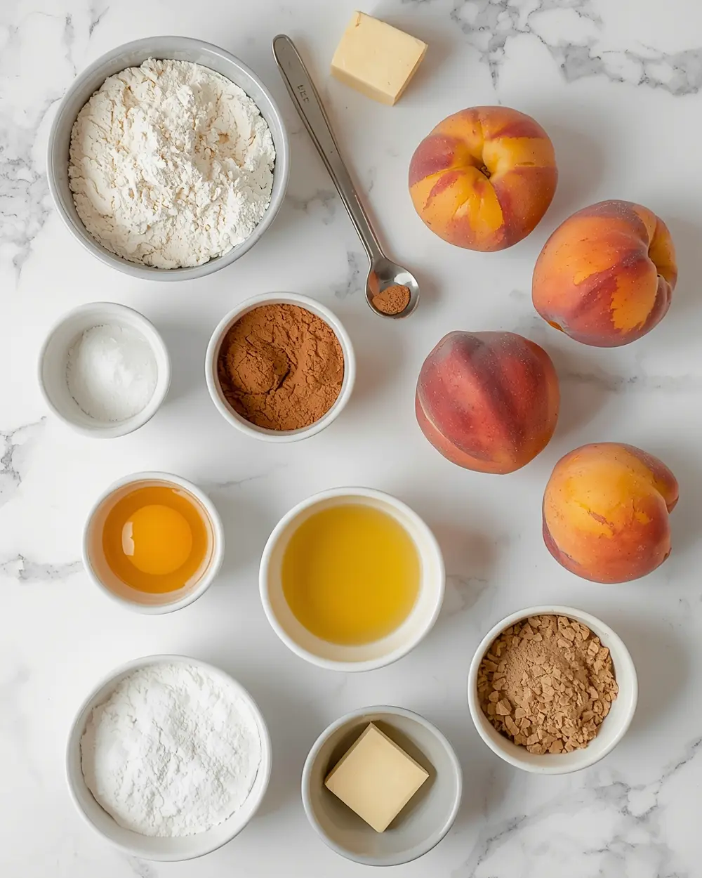 Ingredients for rustic peach galette cozy