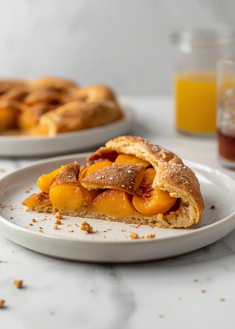 rustic peach galette cozy ready to serve