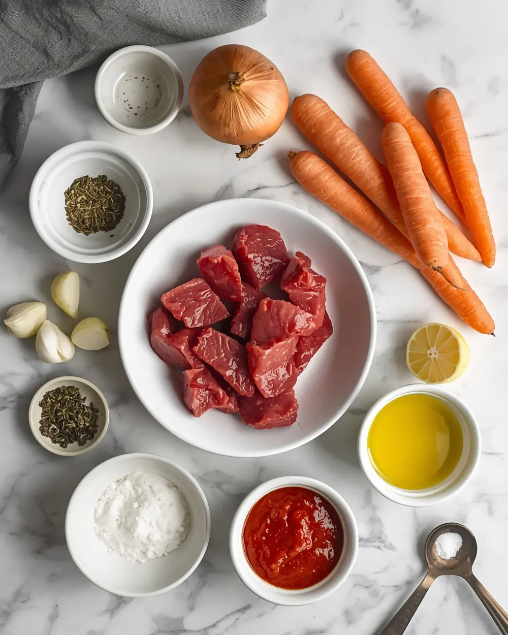 Ingredients for slow cooker beef stew