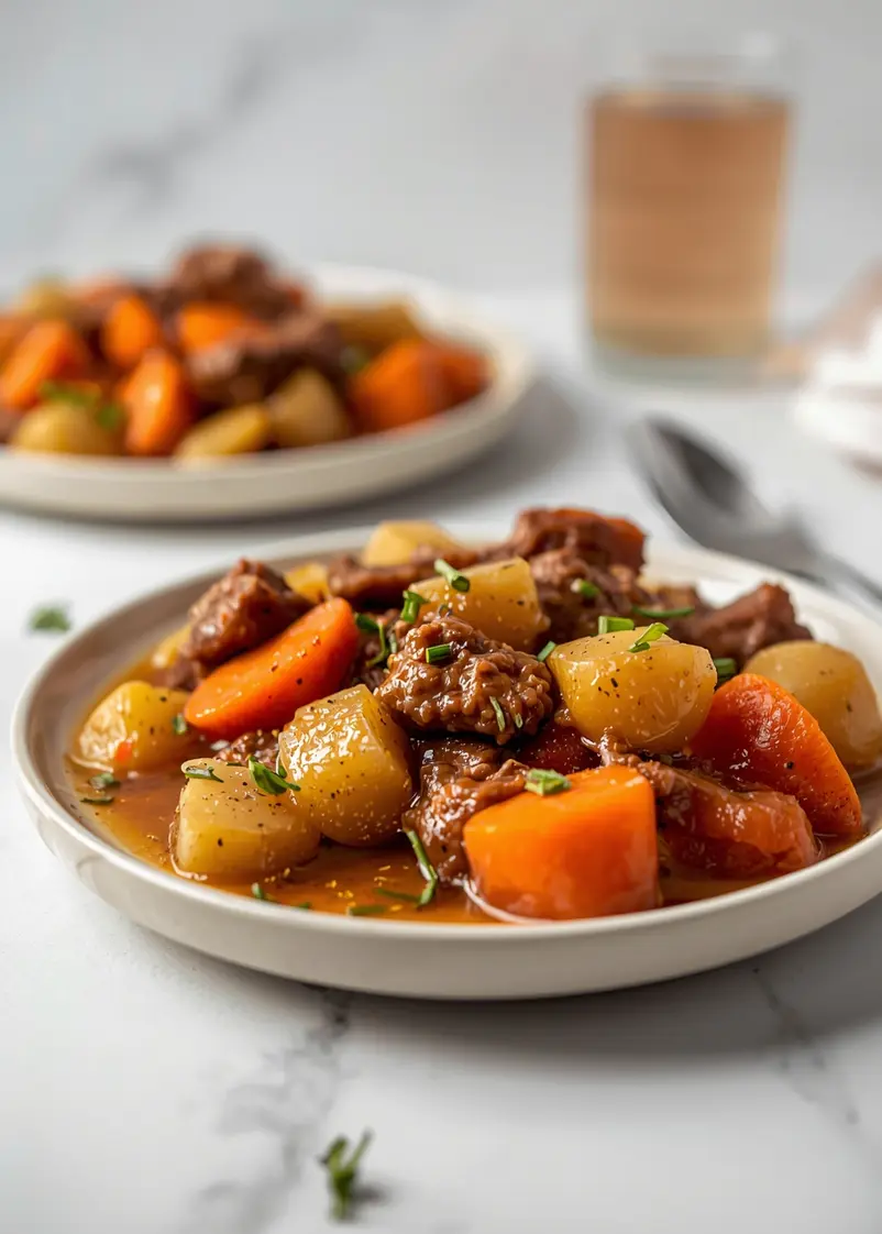 slow cooker beef stew ready to serve