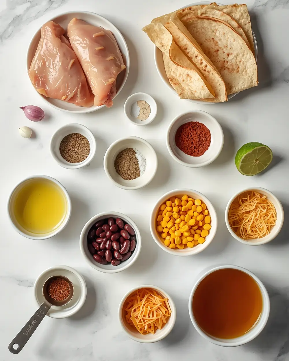 Ingredients for slow cooker chicken tortilla soup