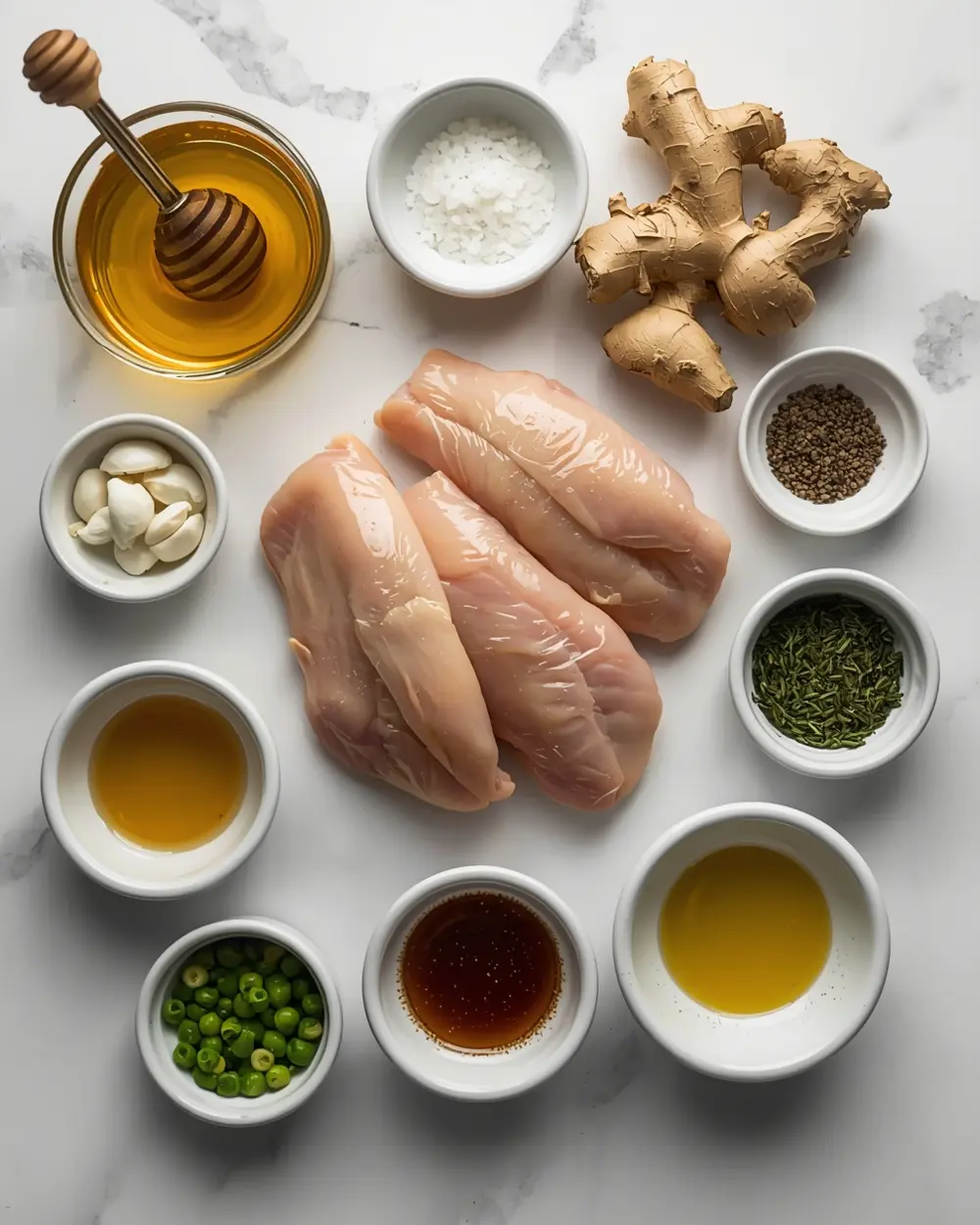 Ingredients for slow cooker honey garlic chicken cozy