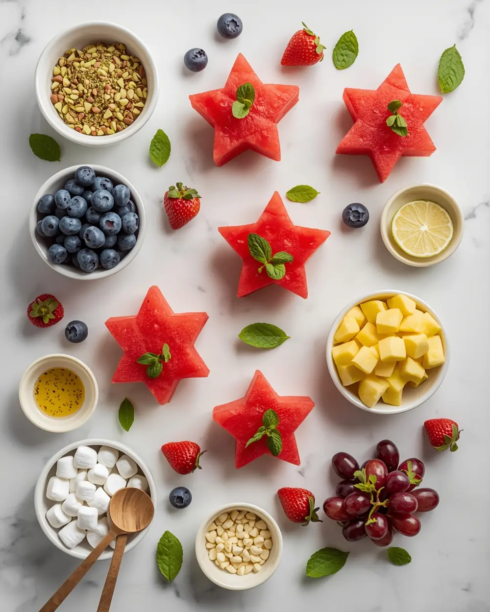 Ingredients for star watermelon skewers cozy