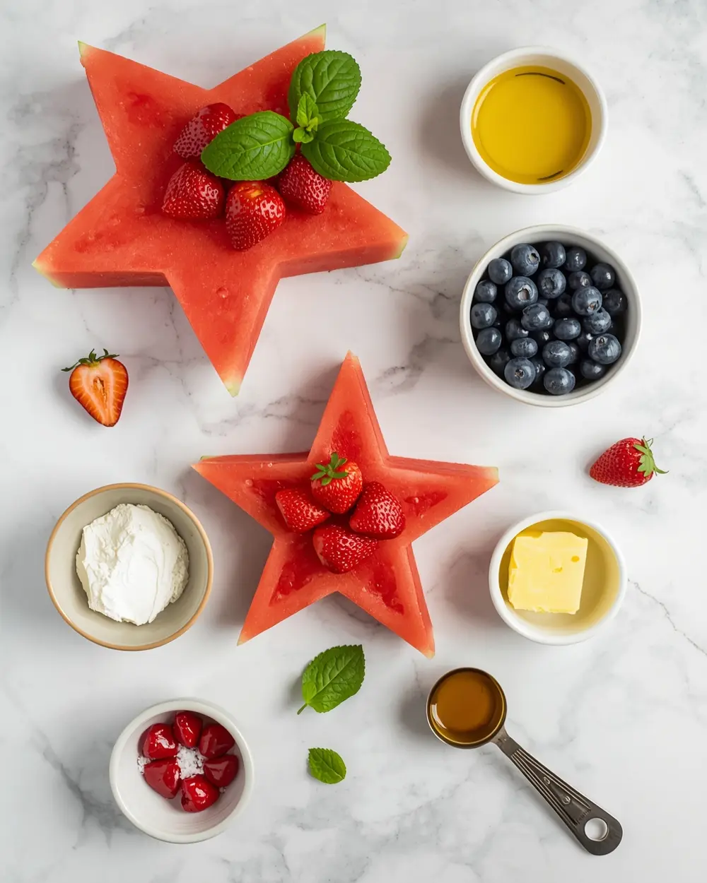 Ingredients for star watermelon skewers cozy