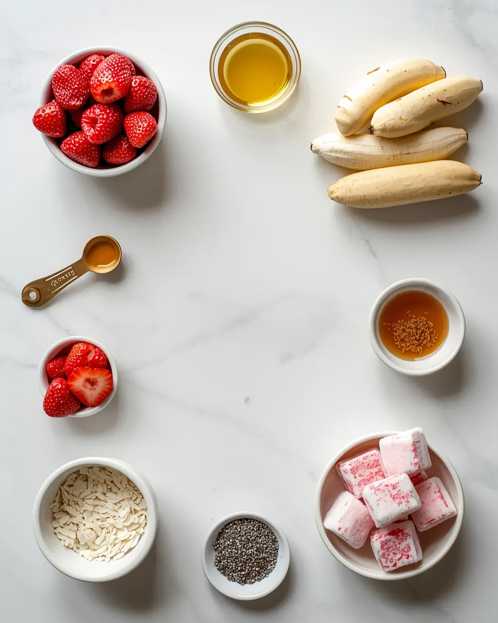 Ingredients for strawberry banana nice cream cozy