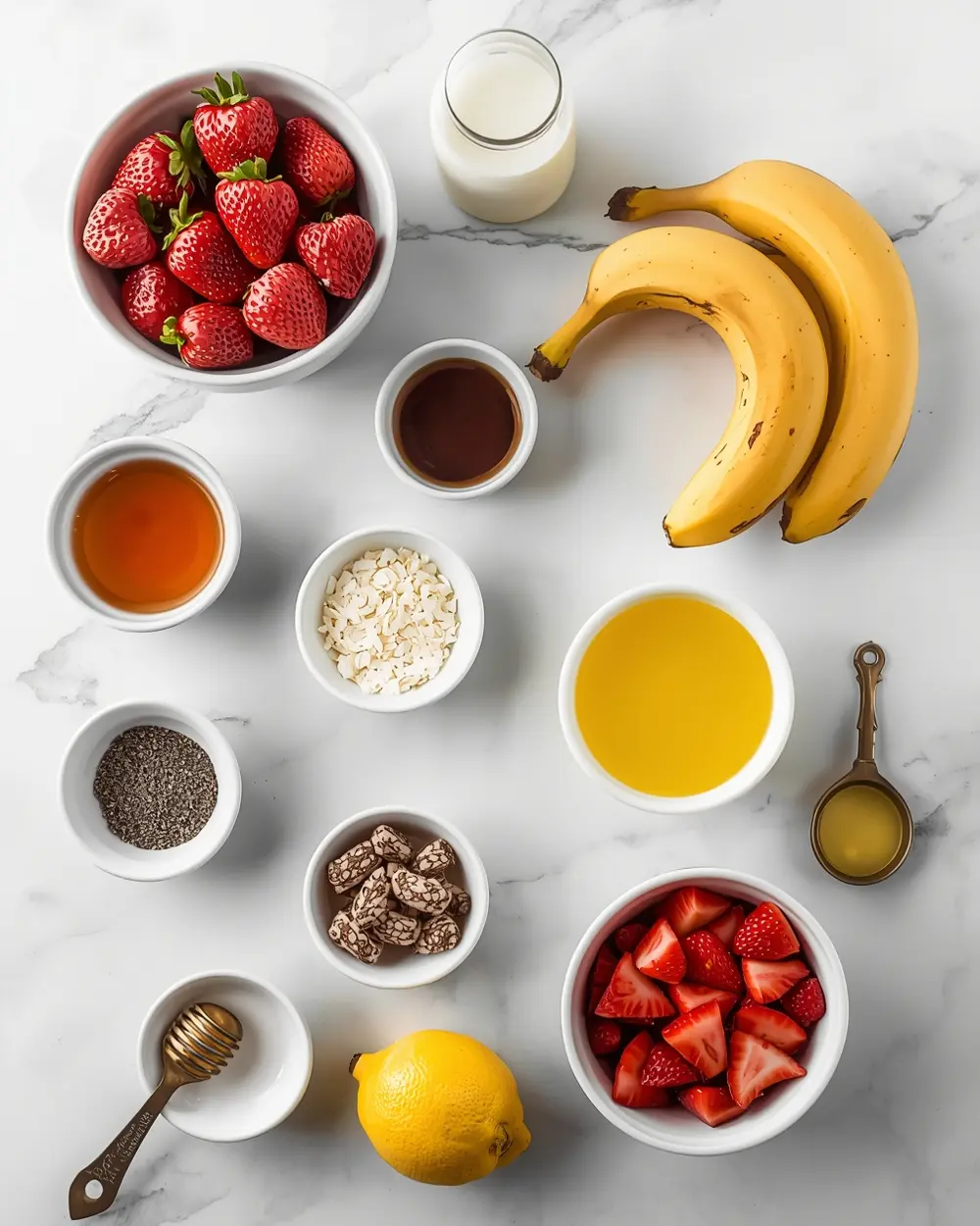 Ingredients for strawberry banana nice cream cozy