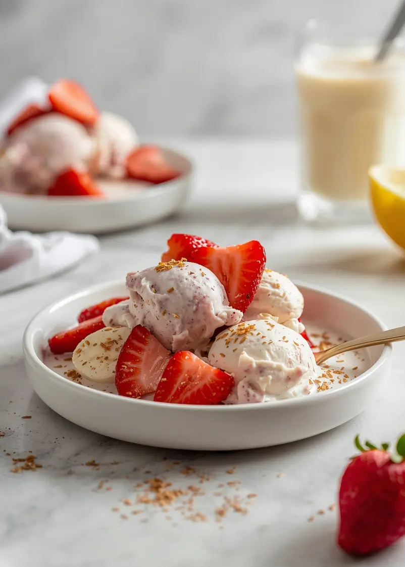 strawberry banana nice cream cozy ready to serve