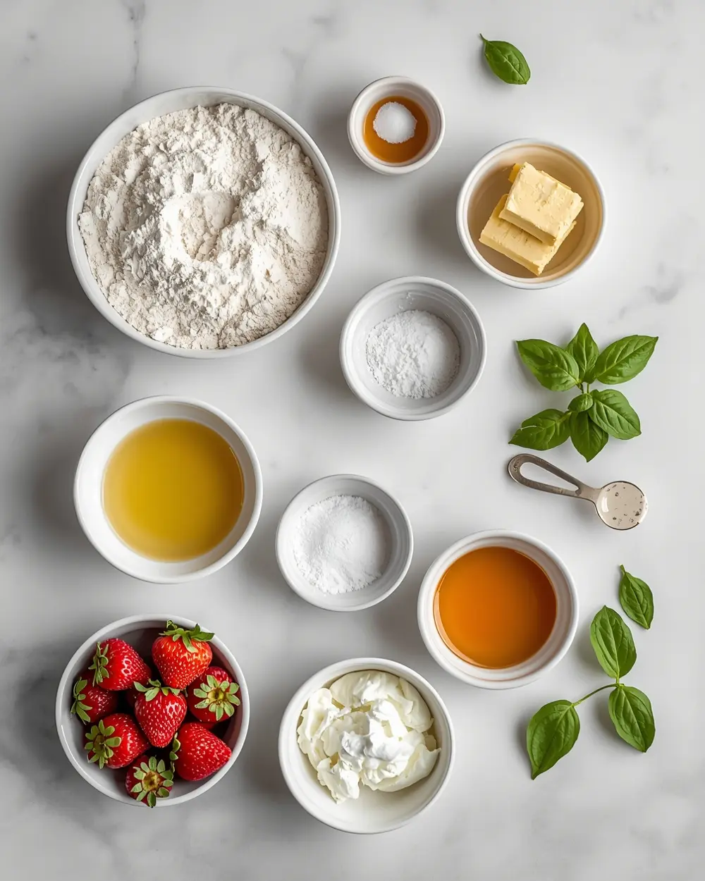 Ingredients for strawberry basil galette cozy