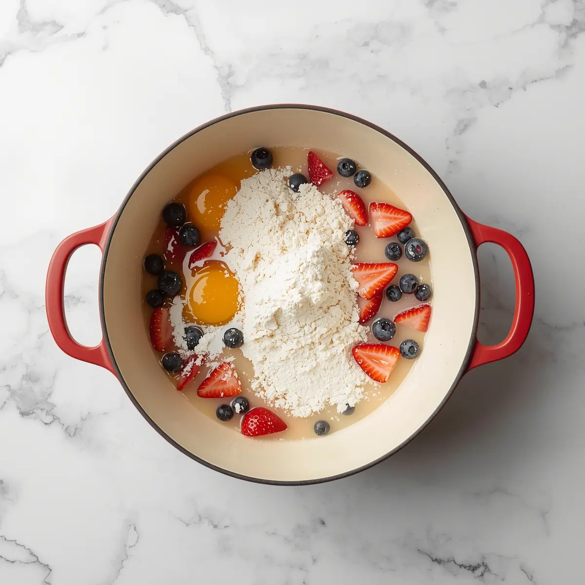 Cooking instructions for strawberry blueberry clafoutis cozy