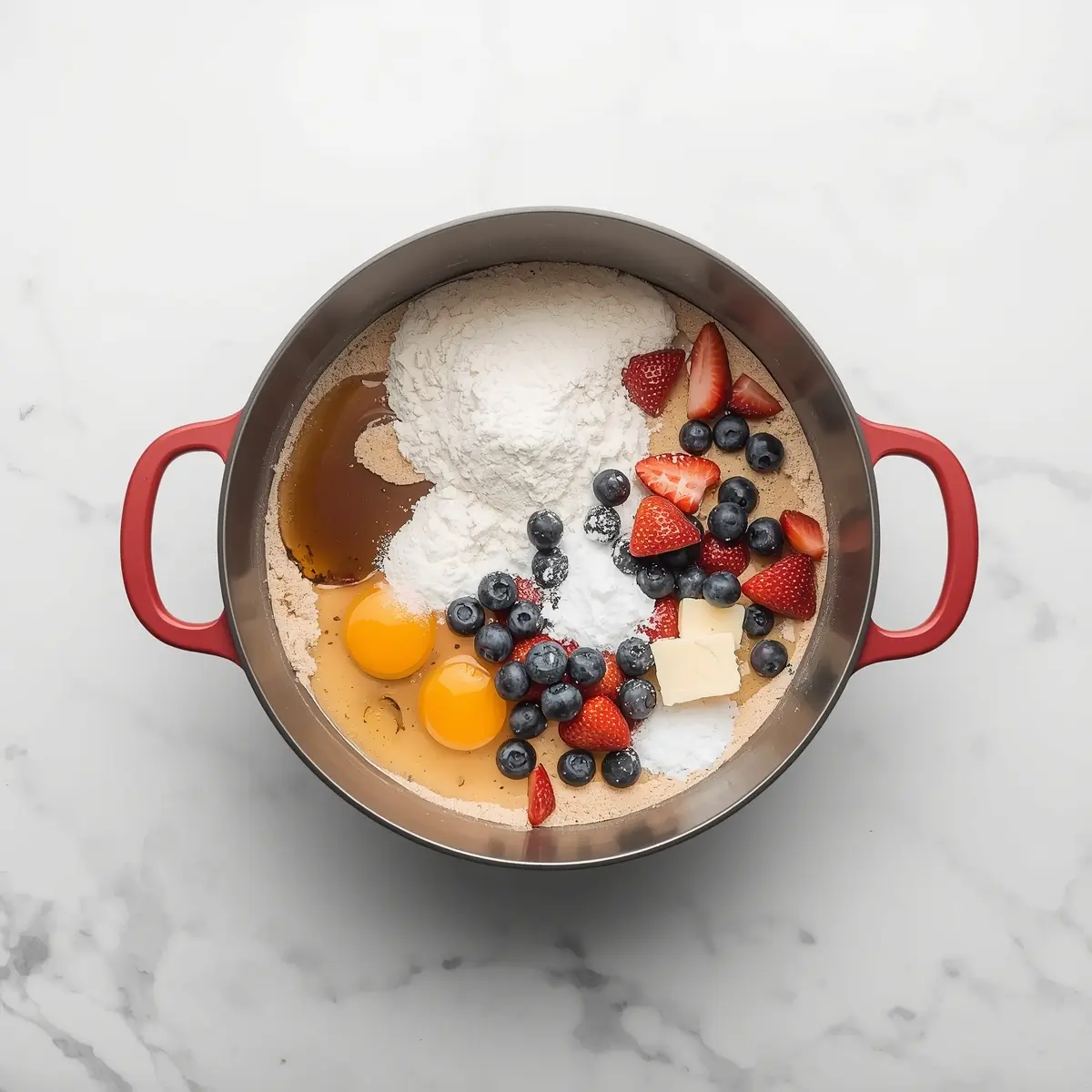 Cooking instructions for strawberry blueberry clafoutis cozy