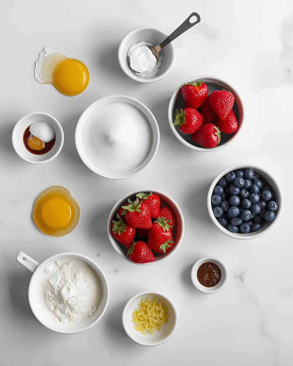 Ingredients for strawberry blueberry pavlova cozy