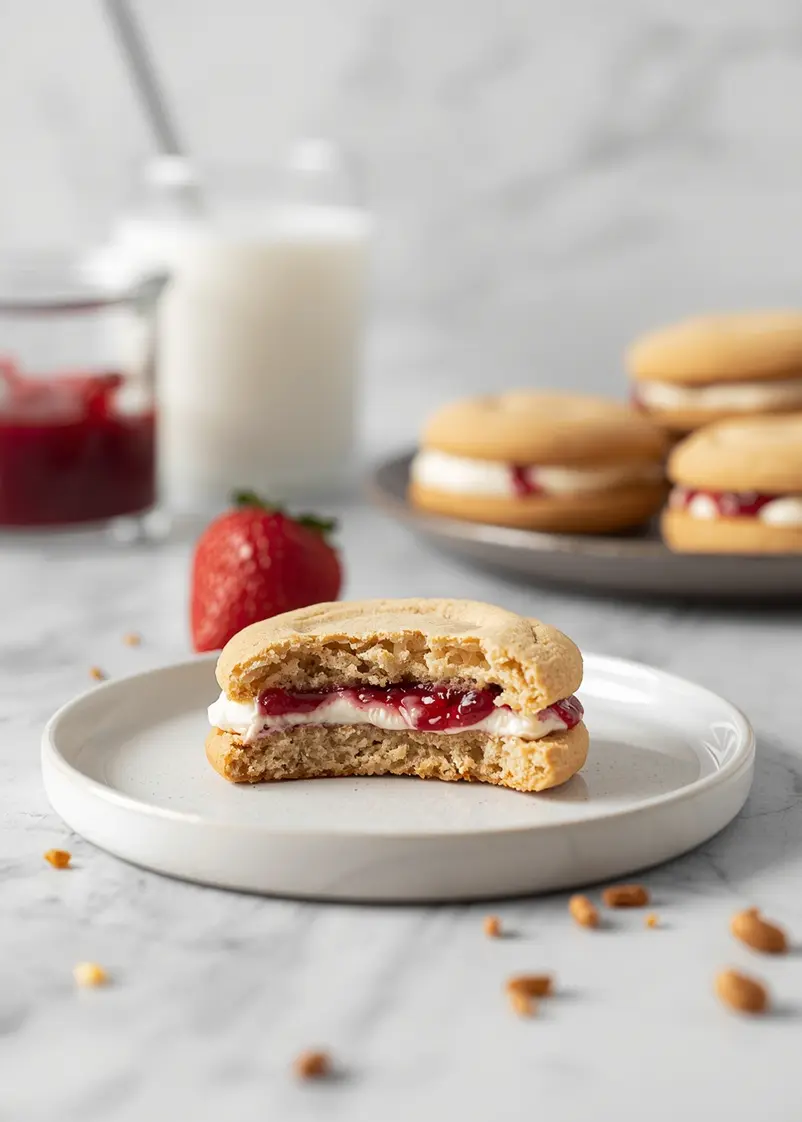 strawberry cheesecake stuffed cookies cozy ready to serve