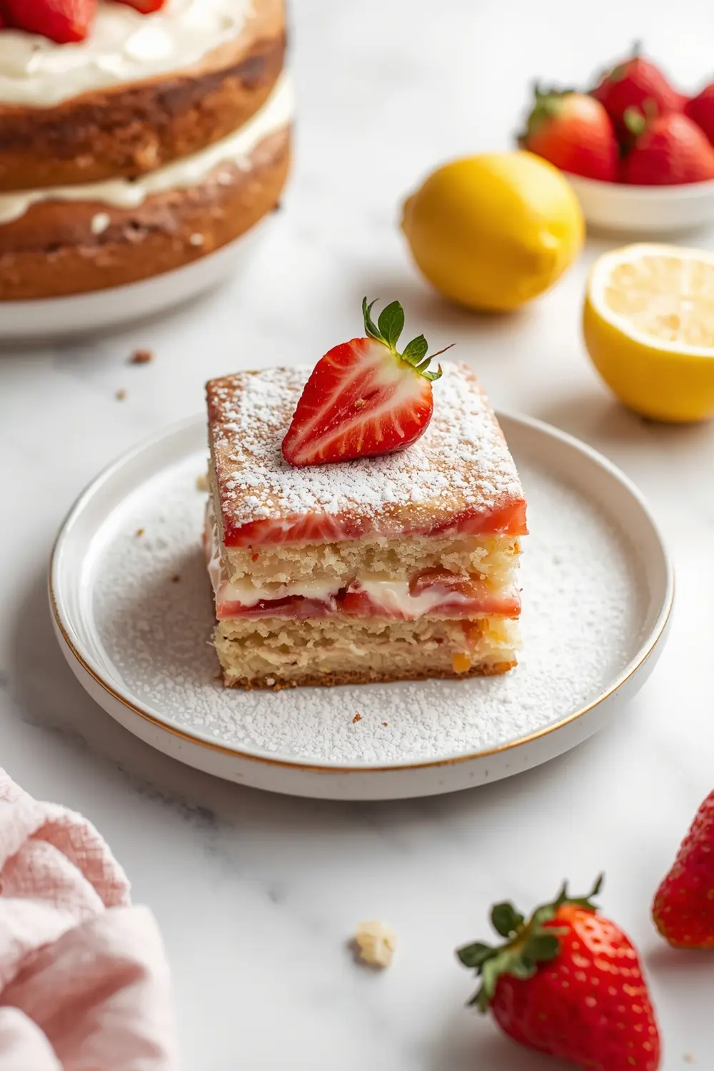 strawberry lemonade layer cake cozy