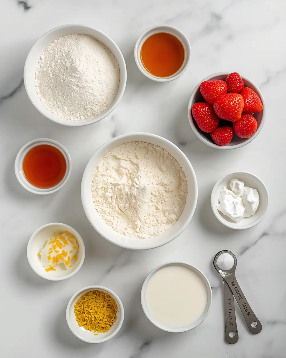 Ingredients for strawberry lemonade layer cake cozy