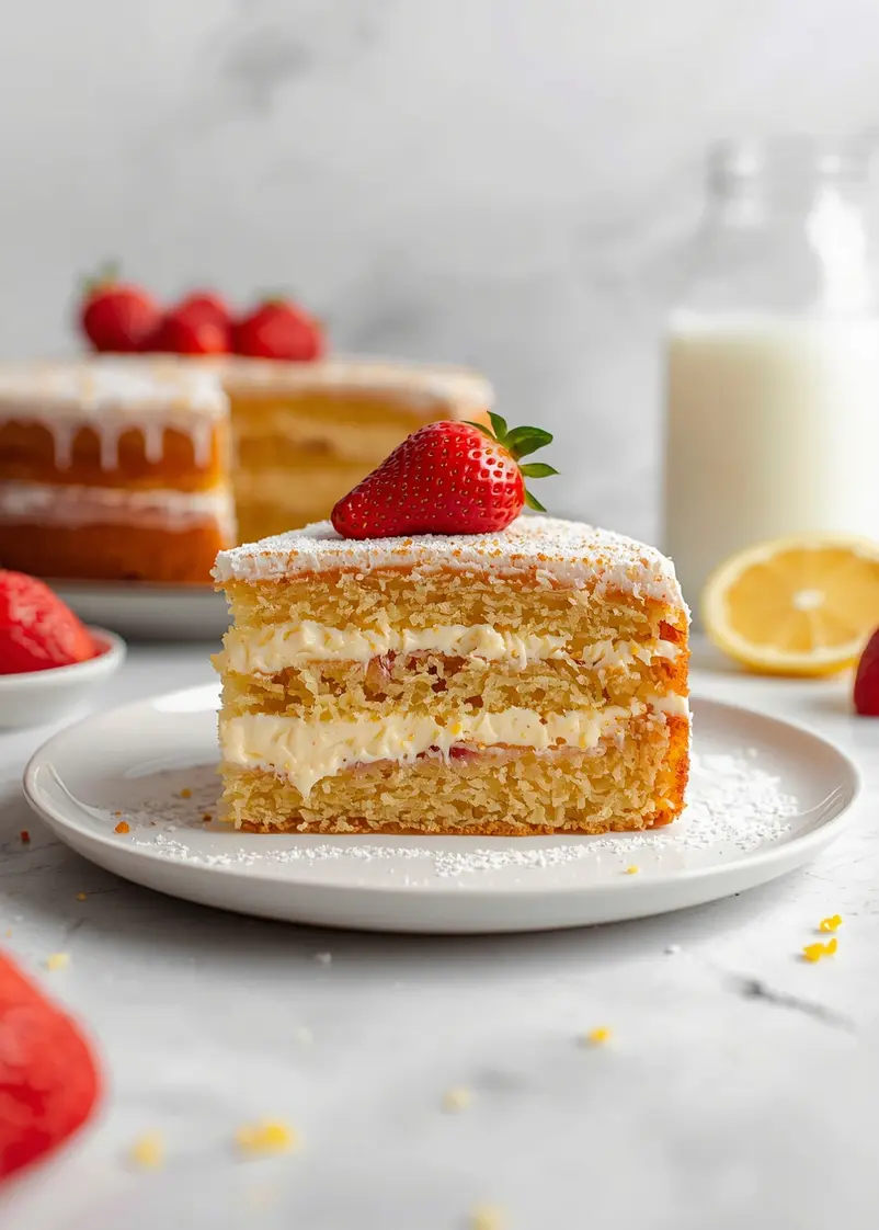 strawberry lemonade layer cake cozy ready to serve