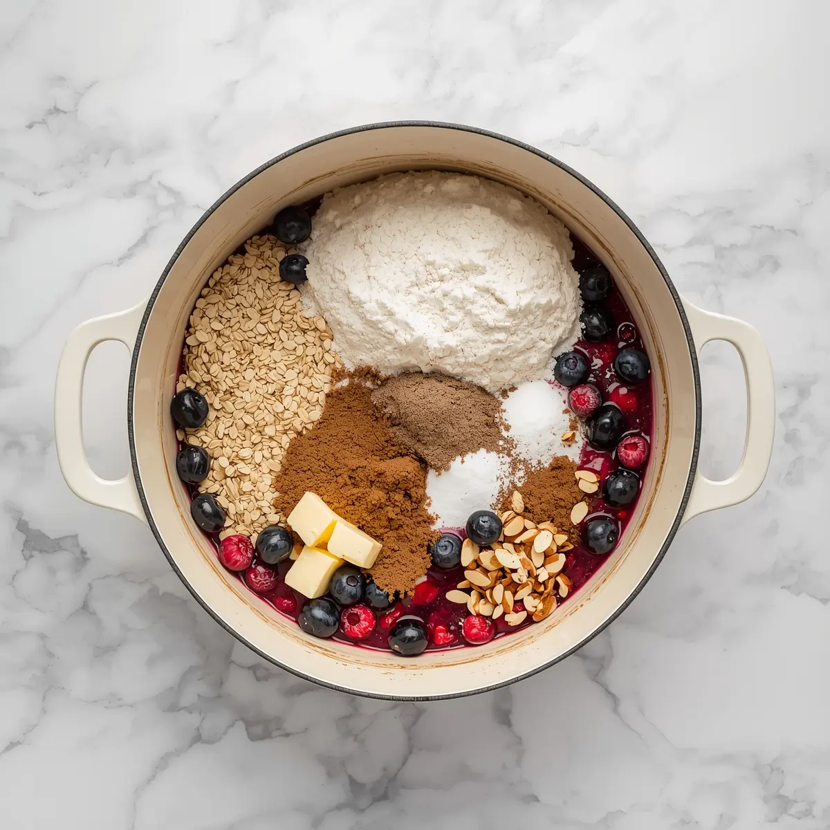 Cooking instructions for summer berry crumble warm