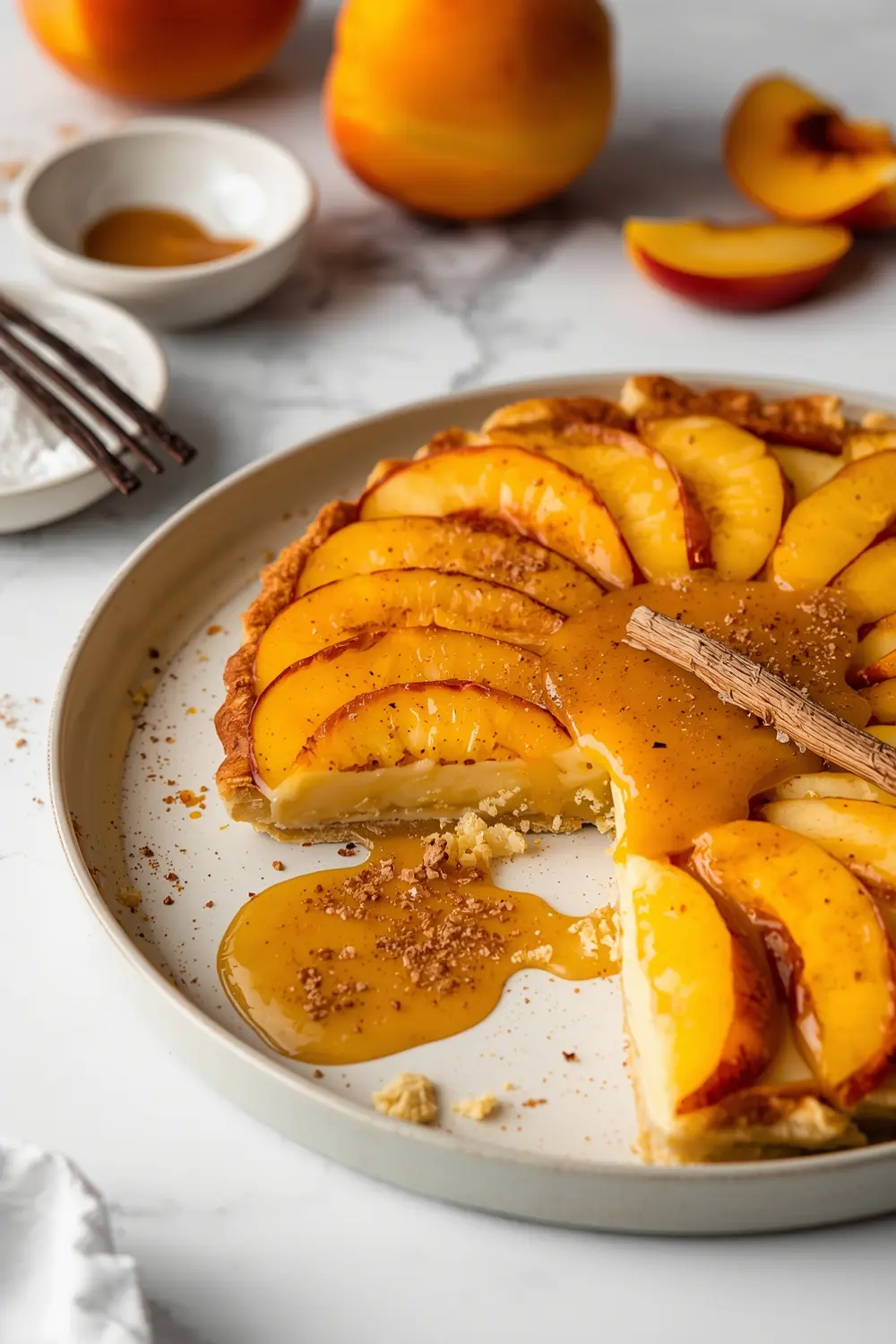 white peach custard tart cozy