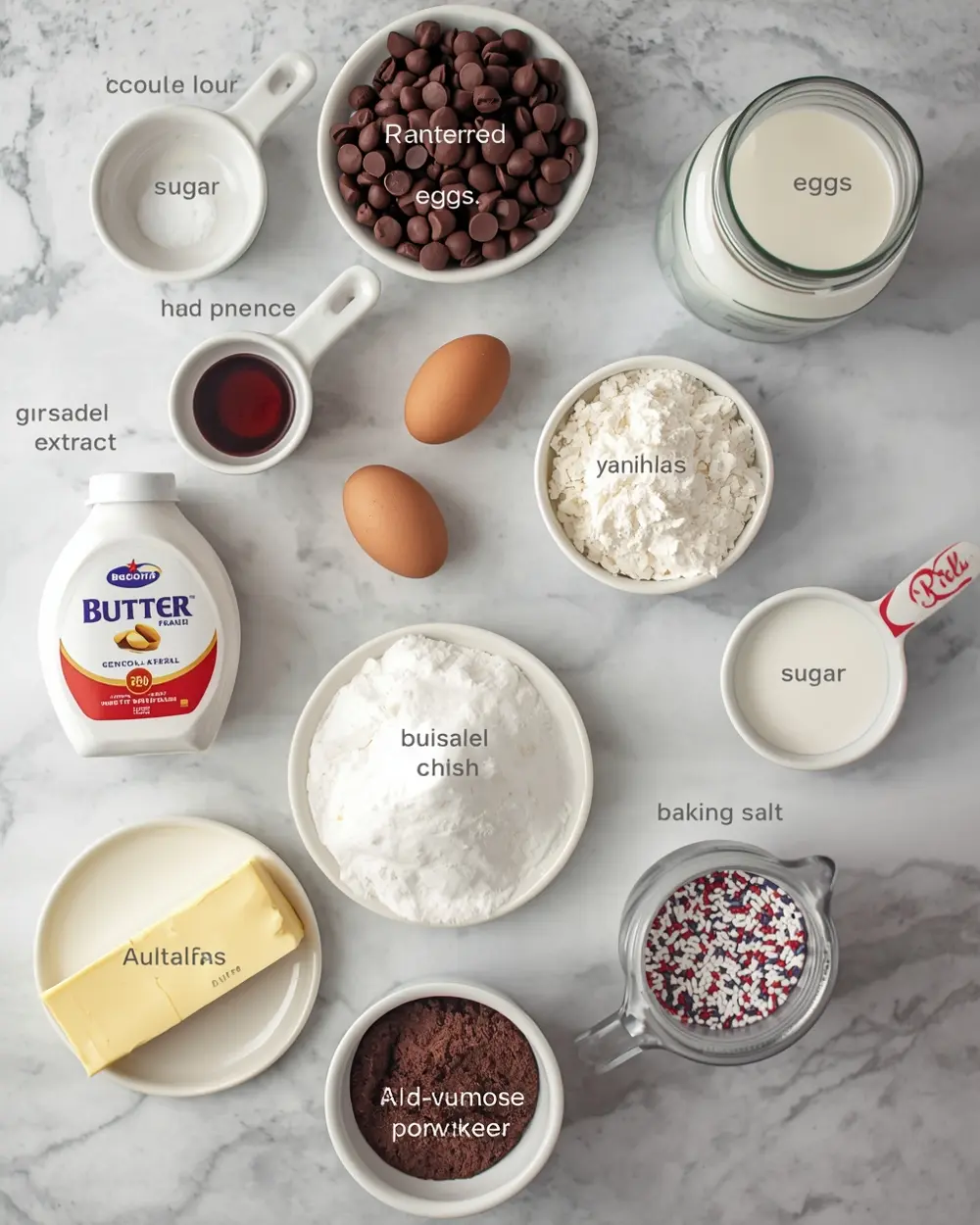 Ingredients for 4th of july brownie bites cozy