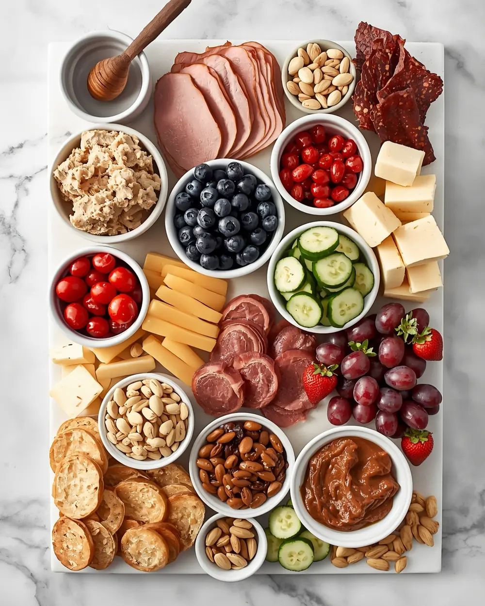Ingredients for 4th of july charcuterie board cozy