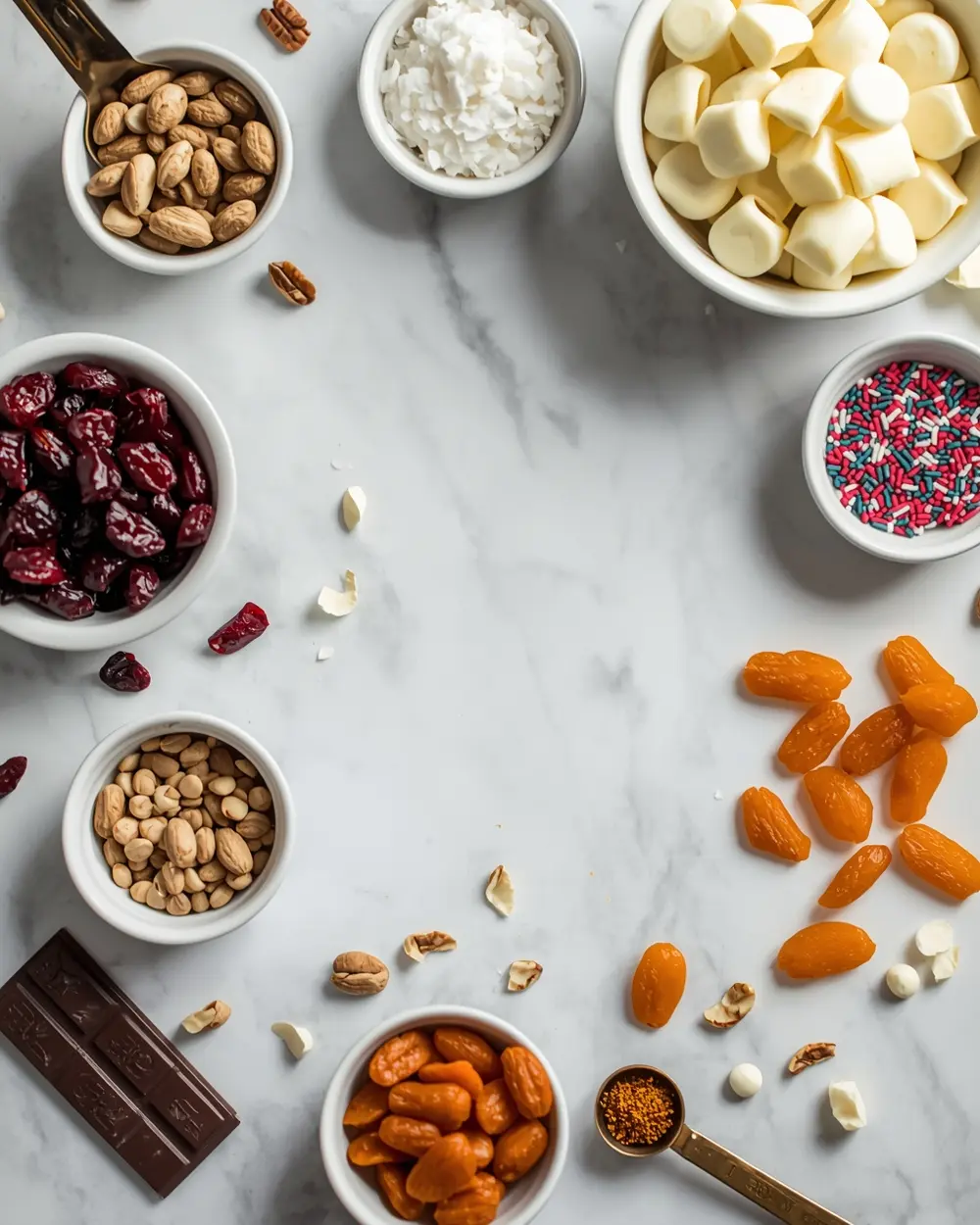 Ingredients for 4th of july chocolate bark cozy