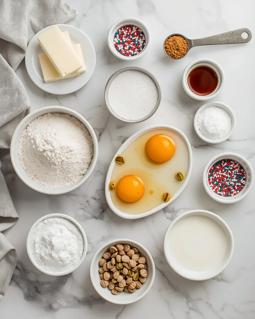Ingredients for 4th of july confetti blondies cozy