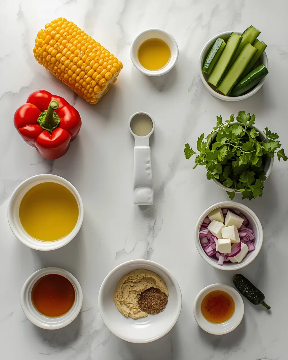 Ingredients for 4th of july corn salad cozy