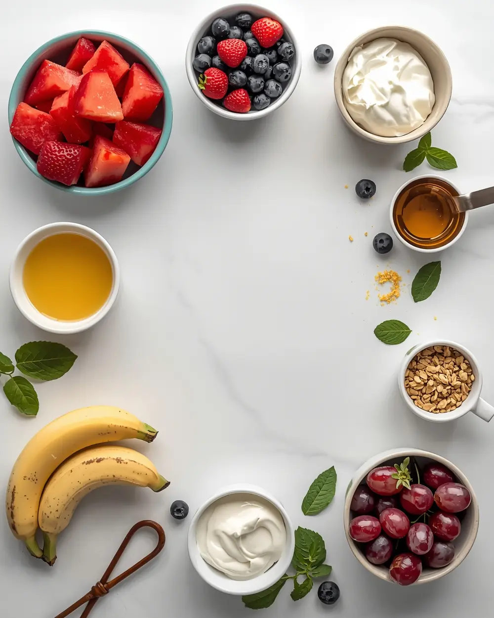 Ingredients for 4th of july fruit skewers cozy