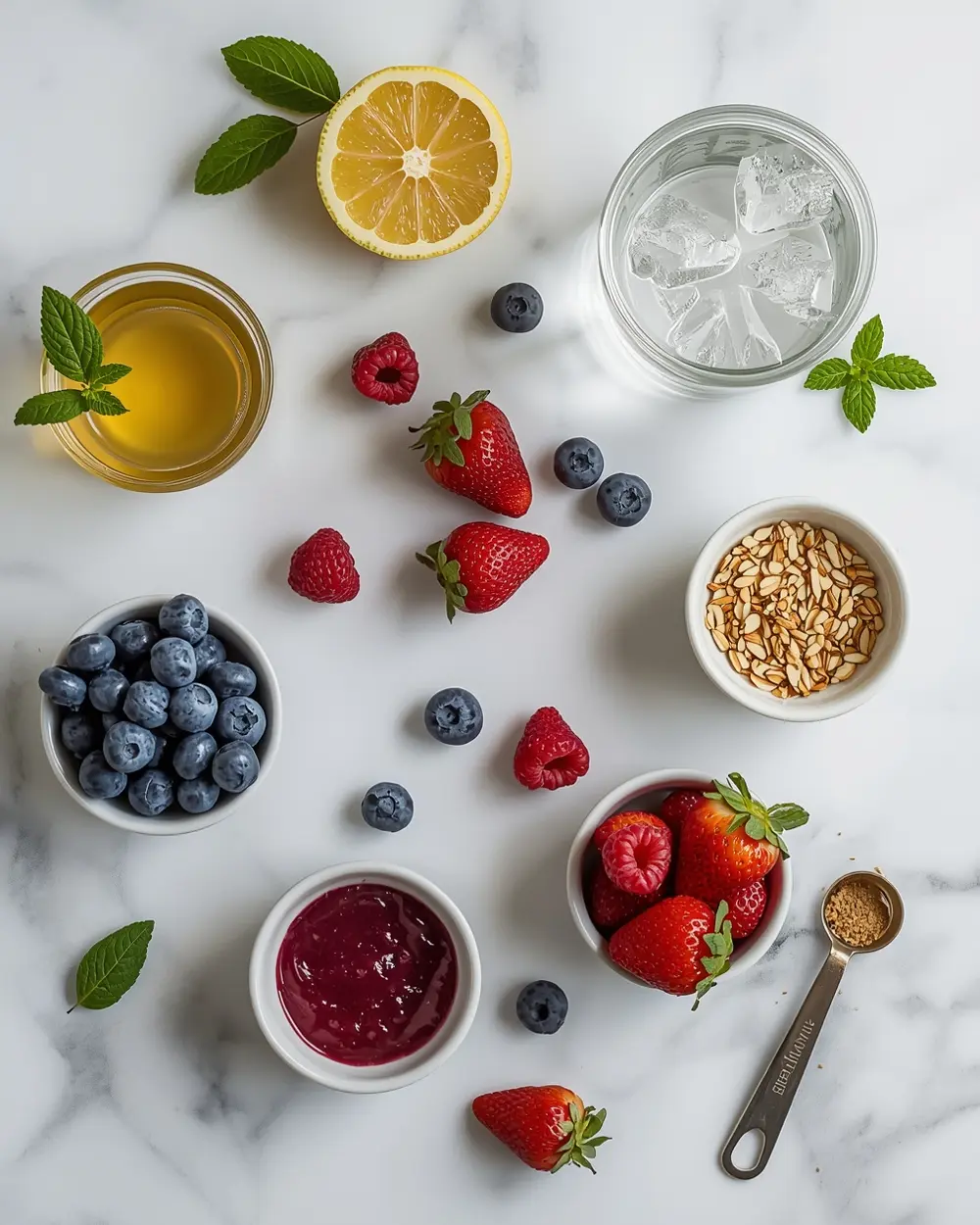 Ingredients for 4th of july lemonade cozy