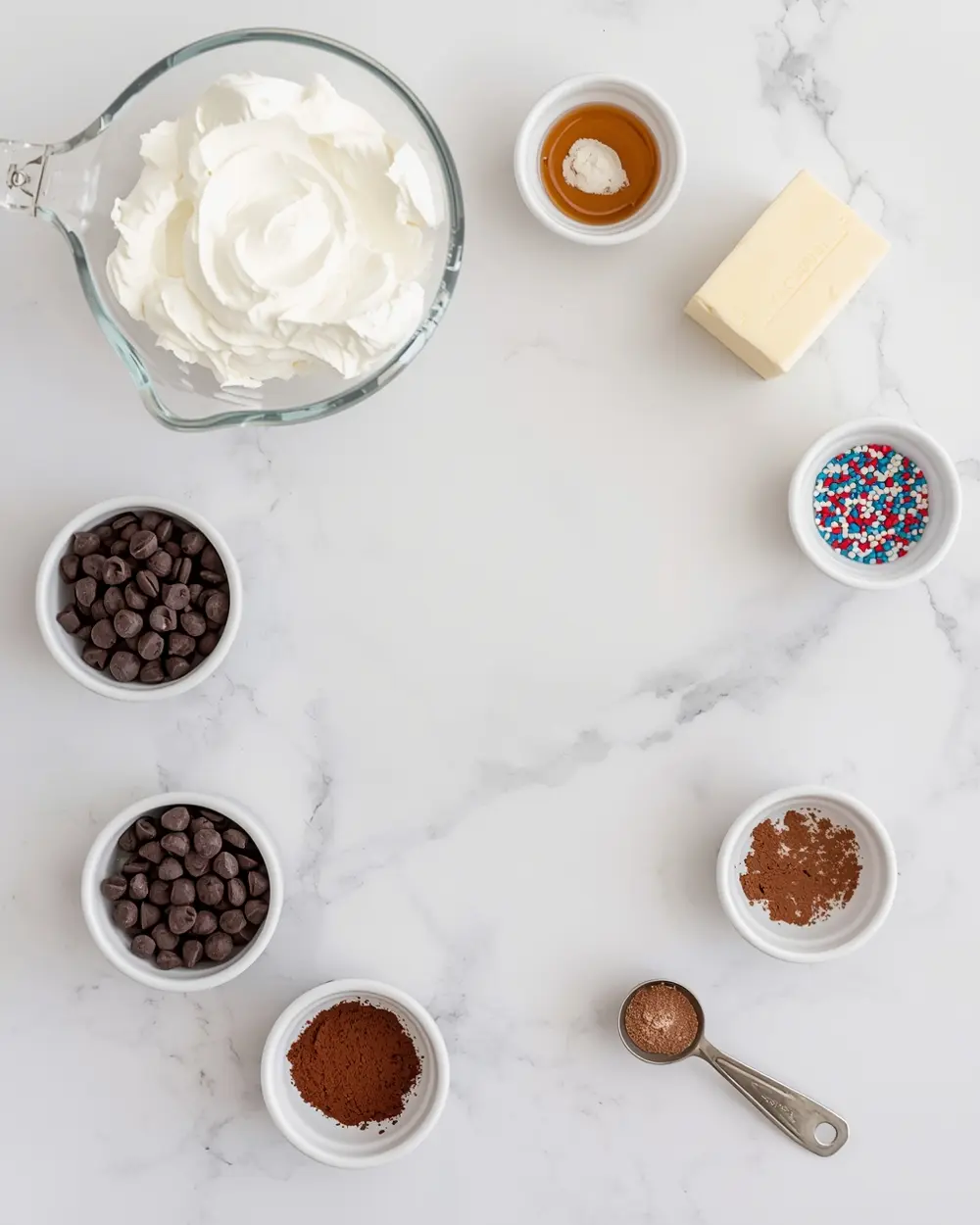 Ingredients for 4th of july oreo truffles cozy