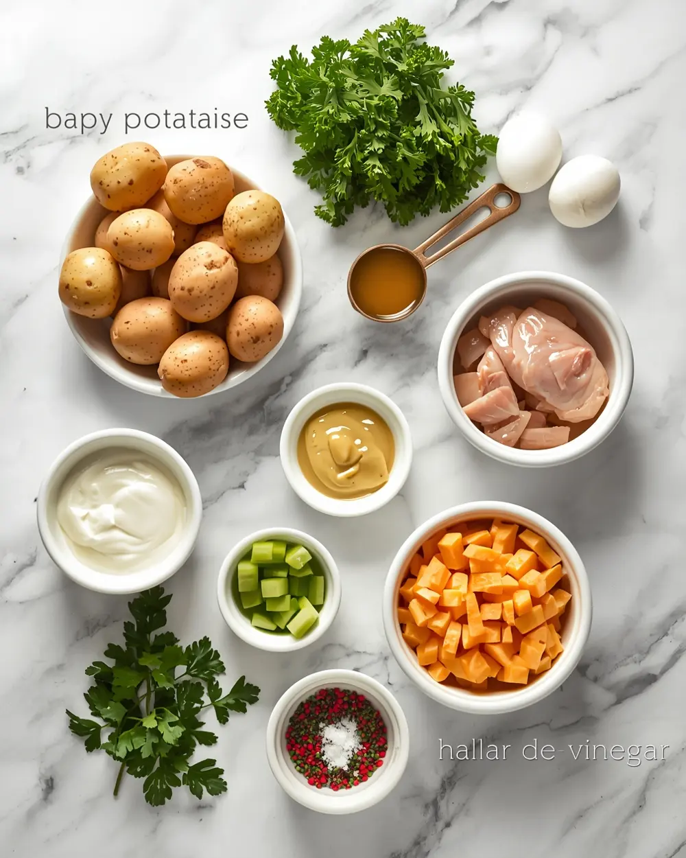 Ingredients for 4th of july potato salad cozy