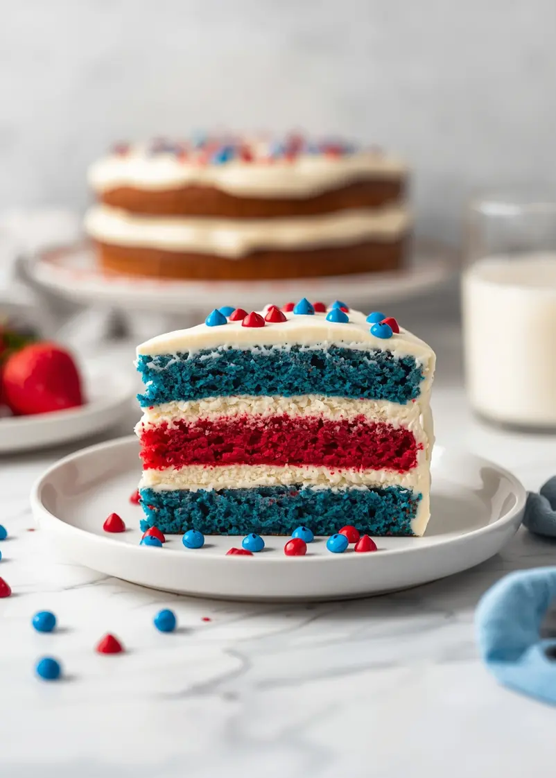 4th of july red white blue cake cozy ready to serve