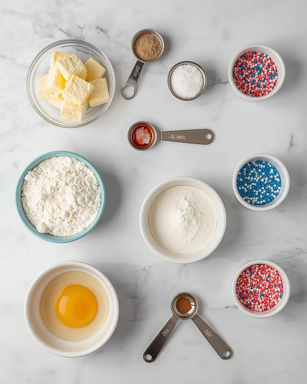 Ingredients for 4th of july shortbread cookies cozy