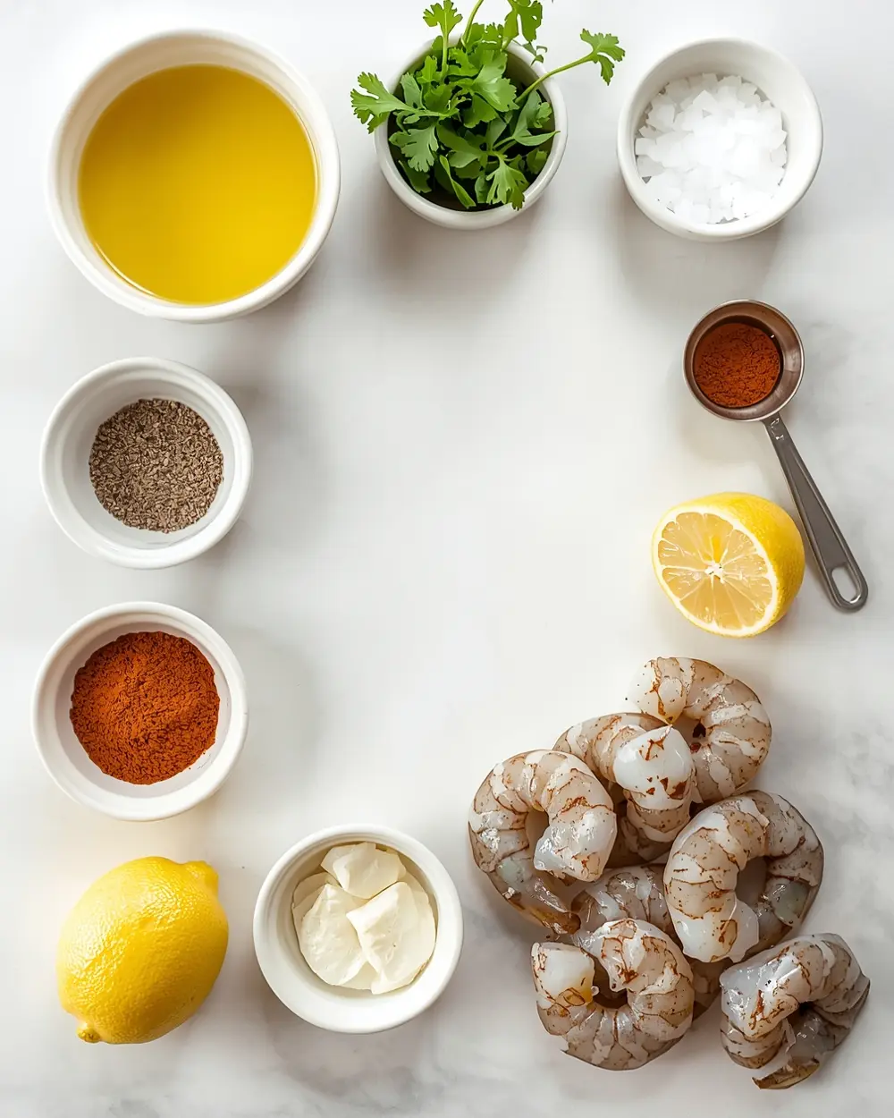 Ingredients for 4th of july shrimp skewers cozy
