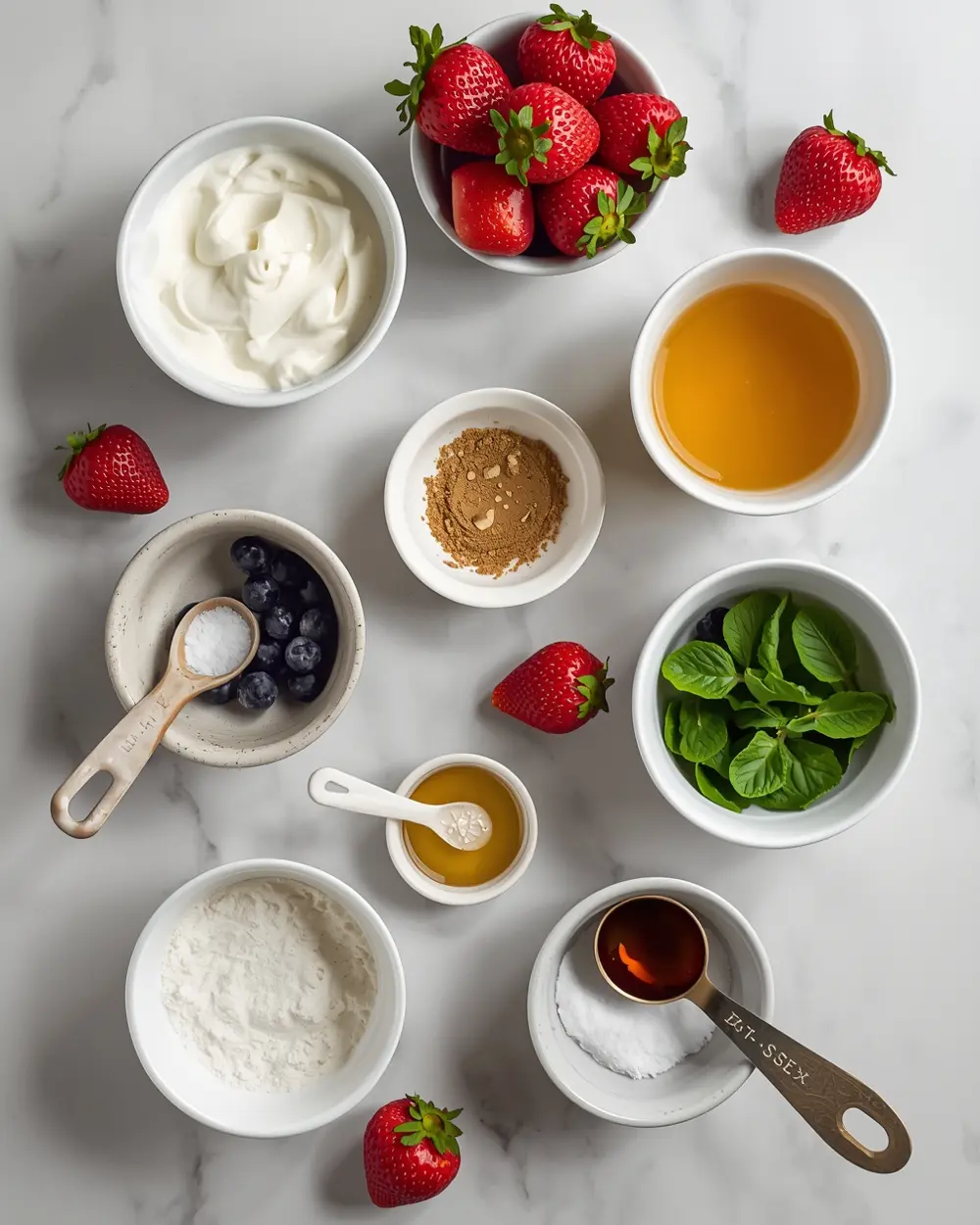 Ingredients for 4th of july strawberry popsicles cozy