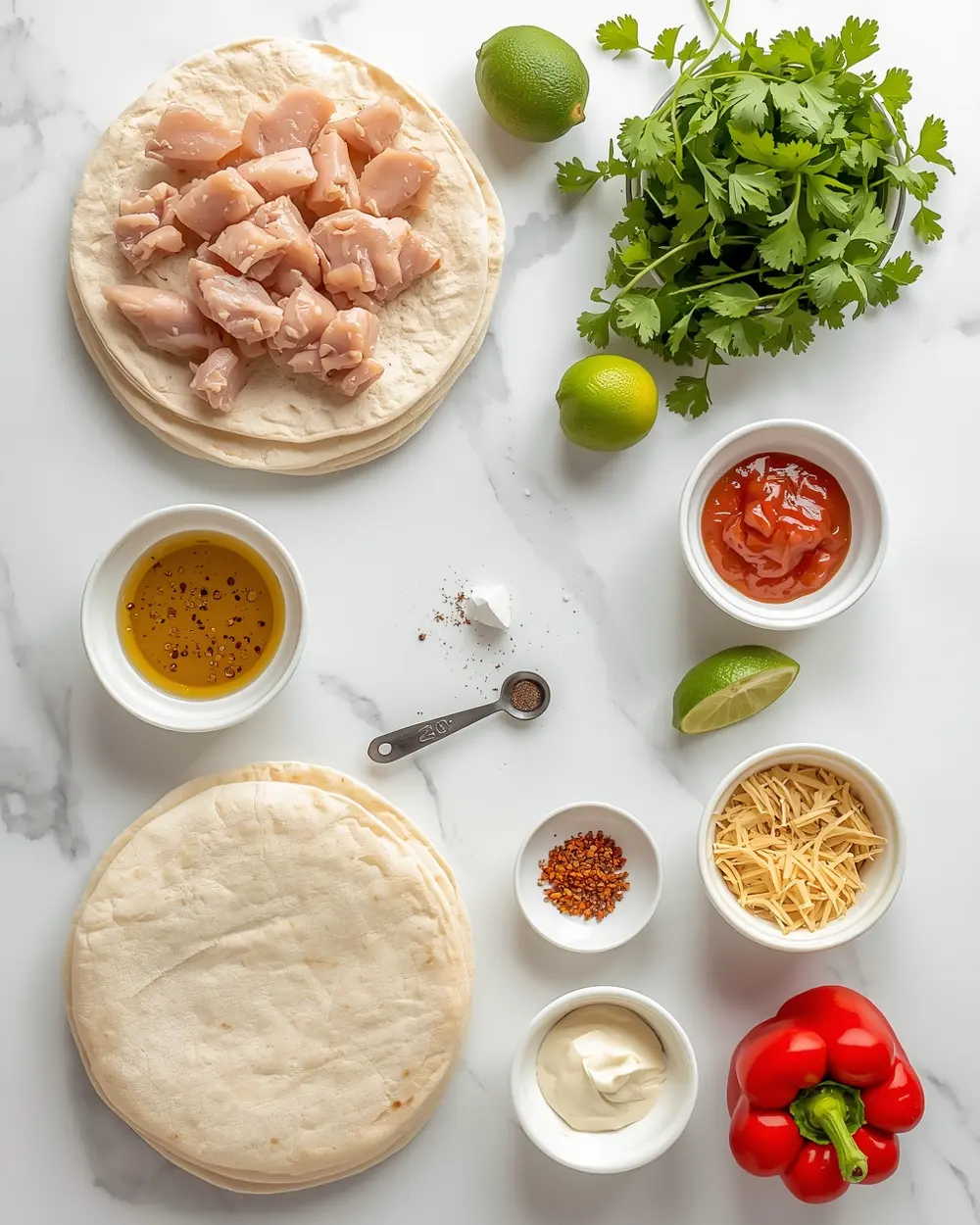 Ingredients for 4th of july tortilla pinwheels cozy