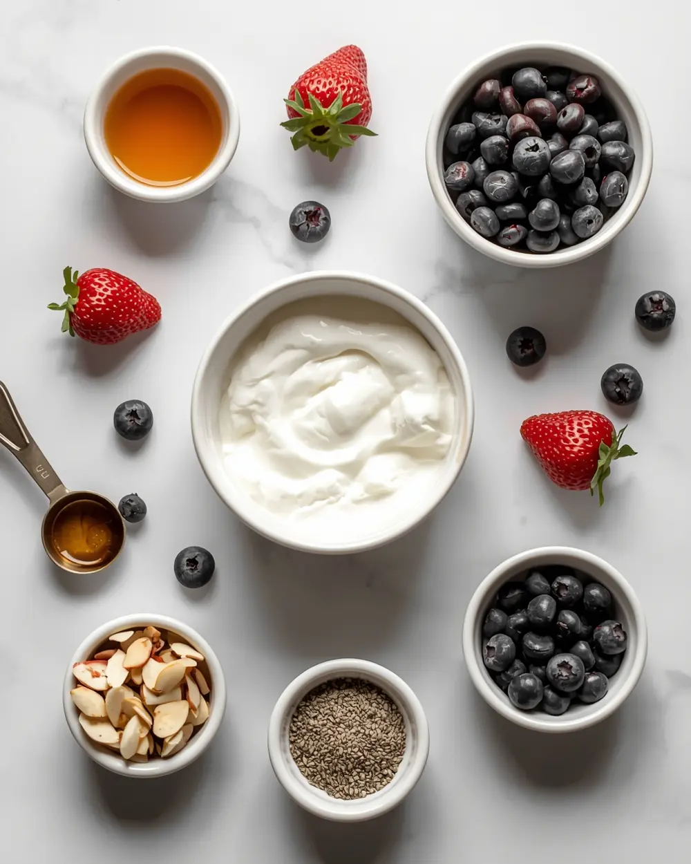 Ingredients for 4th of july yogurt bark cozy