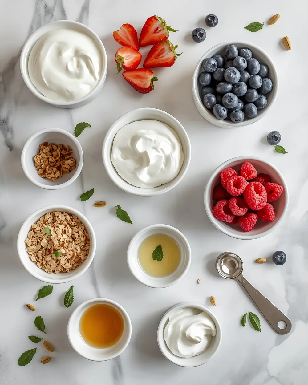 Ingredients for 4th of july yogurt parfaits cozy