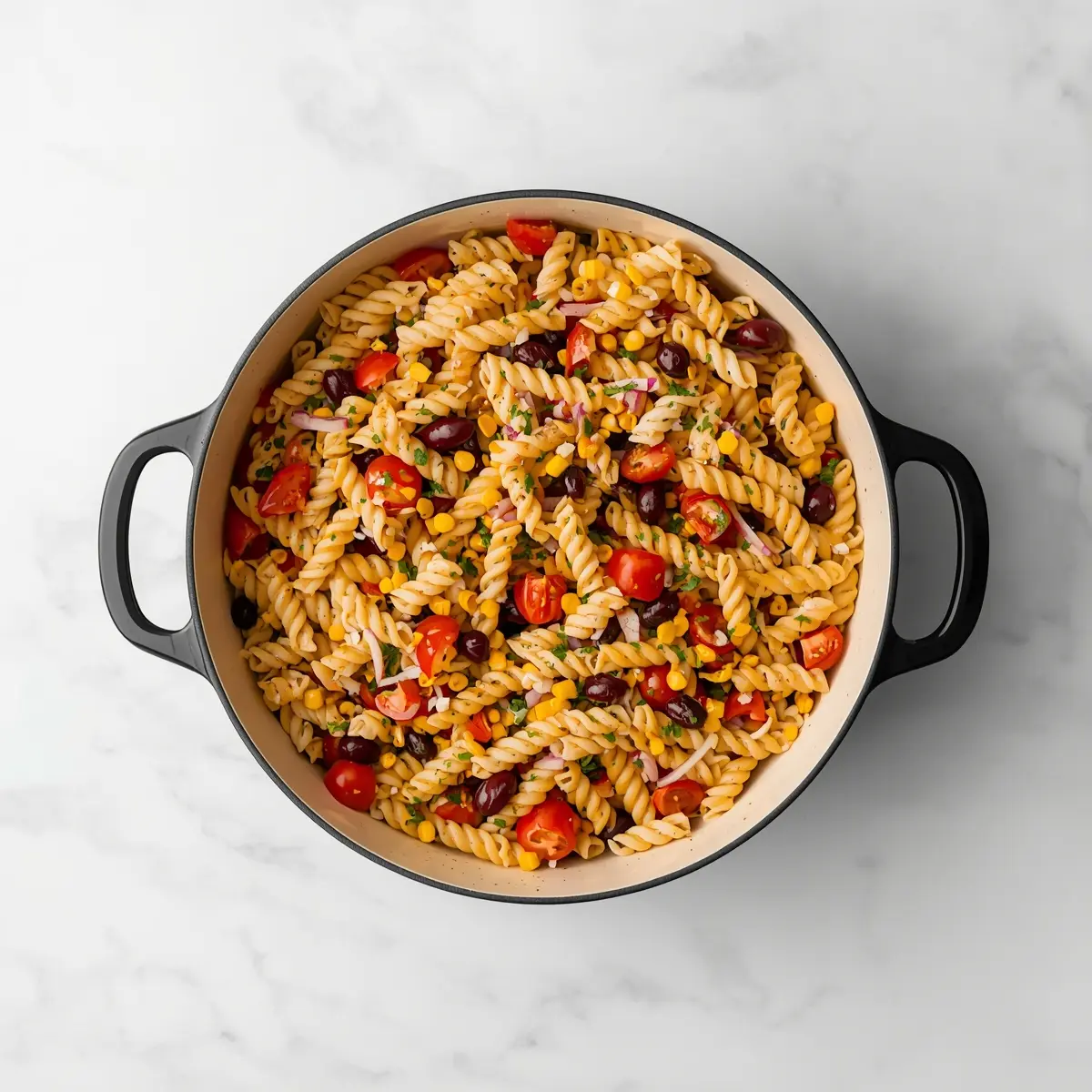 Cooking instructions for cozy BBQ pasta salad summer