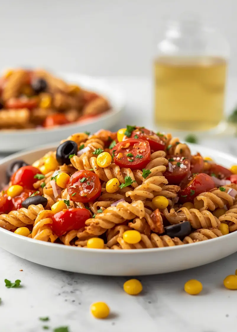 cozy BBQ pasta salad summer ready to serve